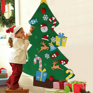 Arbre <span class=keywords><strong>de</strong></span> Noël en feutre à faire soi-même avec des ornements, ornements muraux, cadeaux du Nouvel An, jouets pour enfants, accessoires <span class=keywords><strong>de</strong></span> décoration <span class=keywords><strong>de</strong></span> Noël pour la maison - Product Image 1