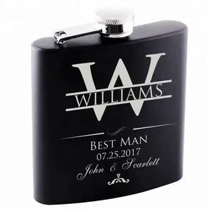Gravura personalizada 6oz Matt Black aço inoxidável Hip Flask Gift Set com 4pcs Shot Glass - Product Image 3