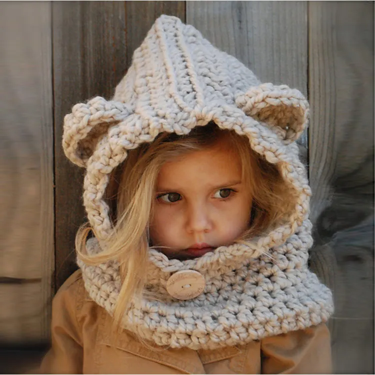 Bady inverno acrílico quente feito à mão, crochê baylie bear cowl