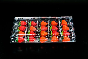 Vente chaude de barquettes alimentaires jetables en plastique PET/barquette à clapet pour fraises/myrtilles - Product Image 6
