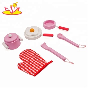 Nouvelle arrivée jouer à faire semblant <span class=keywords><strong>jouet</strong></span> en <span class=keywords><strong>bois</strong></span> pots et des casseroles pour enfants W10B084 - Product Image 1