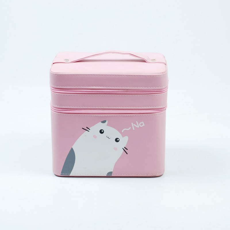 Индивидуальный косметический футляр из искусственной кожи, дорожный органайзер для макияжа, косметичка для хранения с зеркалом