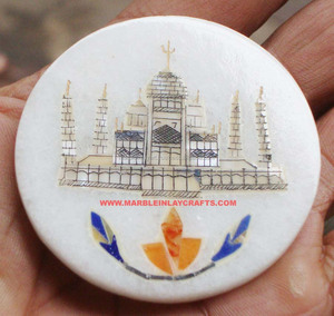 Plaque d'incrustation en marbre, plaque d'incrustation en marbre, boîte d'incrustation sculptée Taj Mahal - Product Image 1