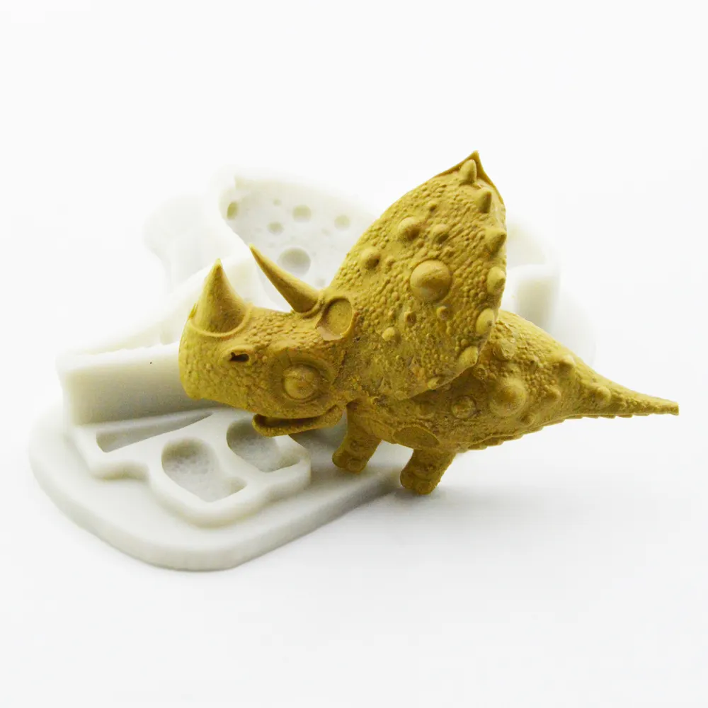 Đáng Yêu Triceratops Fondant Bánh Silicone Khuôn Khủng Long Sô Cô La Xà Phòng Làm Bằng Tay Silicone Khuôn Mẫu