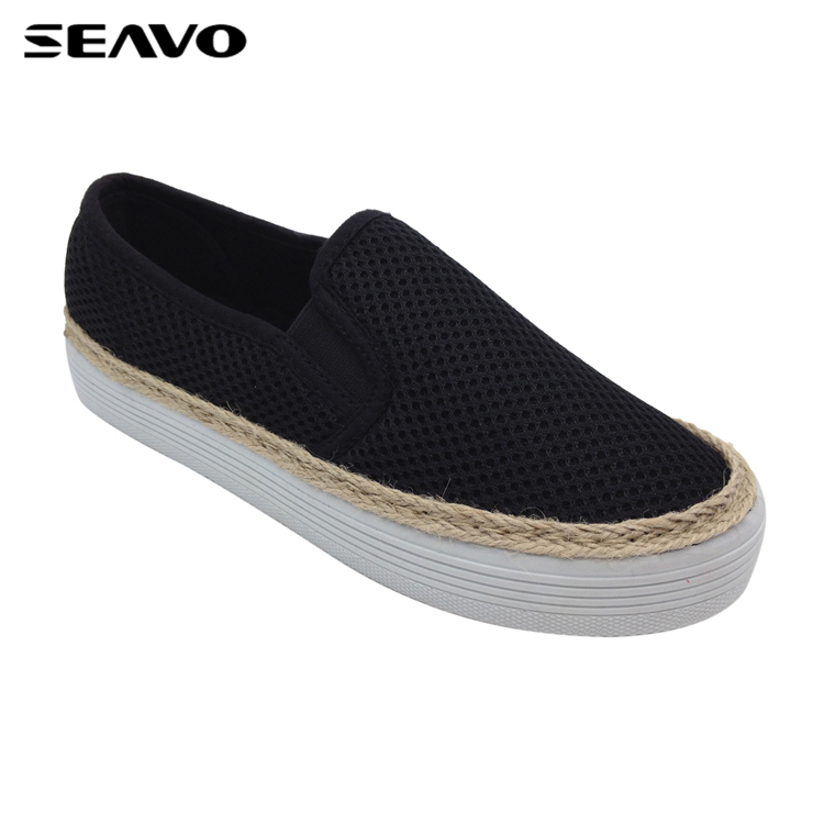 Повседневная женская обувь SEAVO из черной сетчатой ткани на толстой подошве из ПВХ
