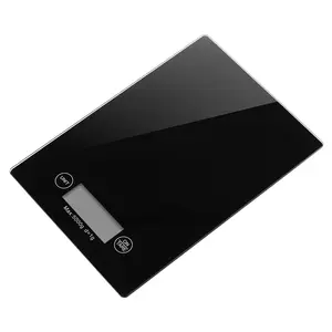 Goedkope Kleurrijke Ontwerp Balans Ultra Slim 5Kg Wegen Zwart Gehard Glas Digitale Keukenweegschaal