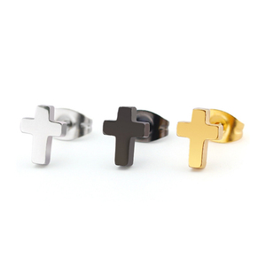 Religious Fashion Jewelry Simple Jesus Christ Crucifix Christian <strong>Earrings</strong> <strong>Cross</strong> Titanium Steel Women Gold Stud <strong>Earrings</strong> <strong>Men</strong> - Product Image 1
