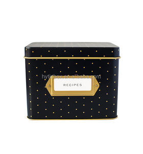Rectangular Shape Metal Recipe Tin box with card holder