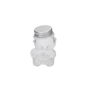 30ml Mini cute bear glass candy cookie jar storage bottle with aluminum lid