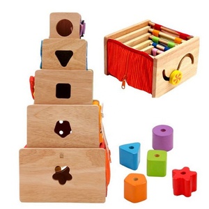 Venta al por mayor de la educación temprana a los niños aprender vestido hermoso bebé de madera <span class=keywords><strong>taza</strong></span> de juguete - Product Image 2