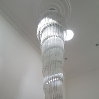 Personnalisation luxe K9 d'éclairage en cristal long lustre pour escalier