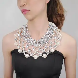 De gros perles chunky-Collier épais de luxe avec perles en cristal, bijou de mariage, nouvelle collection, accessoire de premiers pas, 8 pièces