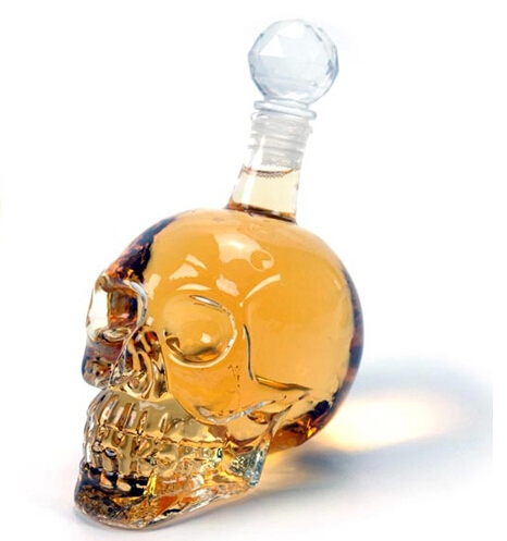 1L Crystal 2Skull whisky decanter With crystal stopper.