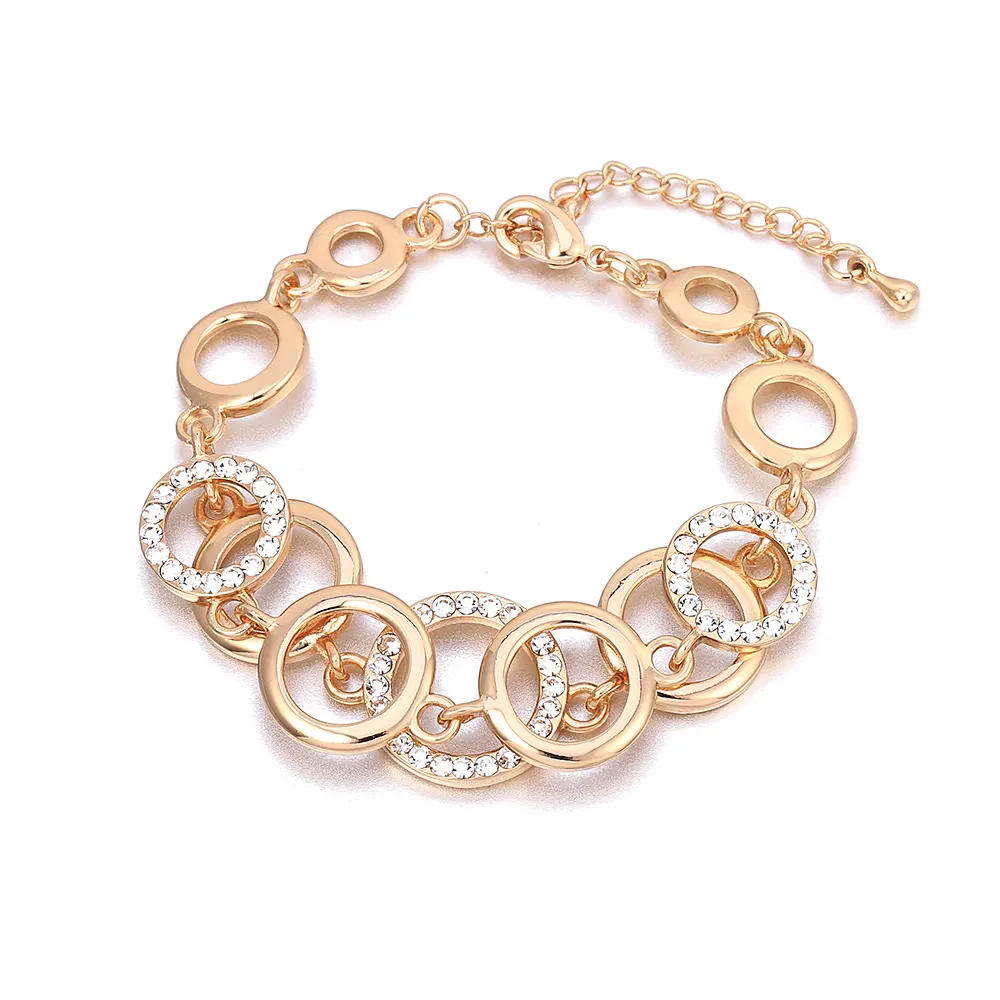 SL05934 14.5g Fashion Korean hot simple imitation gold plated stacked round rings bracelet