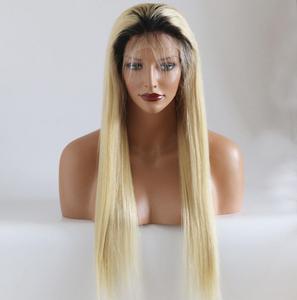 100% <span class=keywords><strong>pelo</strong></span> europeo ombre color <span class=keywords><strong>rubio</strong></span> pelucas llenas del cordón para las mujeres blancas virgen Remy pelucas - Product Image 1