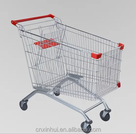 Groothandel fabriek fabricage Euro Type Winkelen trolley/Supermarkt winkelwagentje PVC/PU/TPR materiaal wielen met munten lock