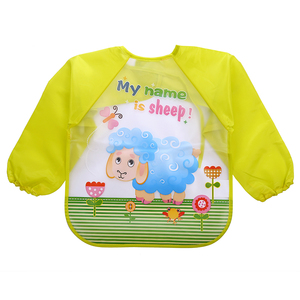 Waterproof <strong>Plastic</strong> Long Sleeved Baby <strong>Bibs</strong> Soft Washable Printed Baby Apron <strong>Bib</strong> for Kids Feeding Painting - Product Image 4
