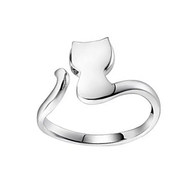 Sterling Silver Cute Cat Toe Rings Open Rings Or Tail Ring Cute Gifts For Women Girls silver jewellery