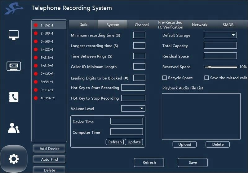 2 Lignes/Ports Autonome Réseau SMDR Voix Logger, multiples Canaux CMS Voix Exploitation Forestière Serveur
