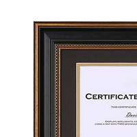 Bingkai sertifikat ganda 14x20 dengan Logo kustom yang hiasan emas hitam desain memungkinkan dua 8.5x11 inci sertifikat Diplomas ASI