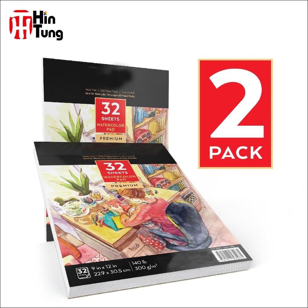 2 упаковки 9 ''x 12'' 32 листа 140lb Акварельная подушка