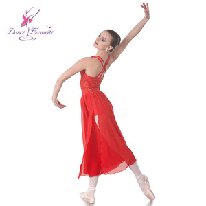 Doppio Cinturino Rosso Vestito di Paillette per le Ragazze di Balletto, lirica e Contemporanea Danza Costumi di Prestazione 18019-1 - Product Image 4