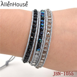 2014 joyería de Moda <span class=keywords><strong>para</strong></span> hombres y mujeres de tres capas de <span class=keywords><strong>la</strong></span> piedra preciosa pulsera de cuero - Product Image 6