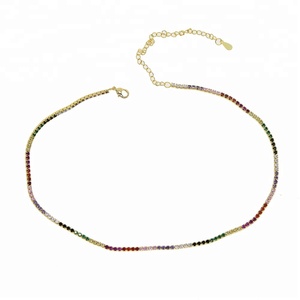 2024 New Arrived Hot Selling European Women Jewelry <strong>Choker</strong> 2mm CZ <strong>Tennis</strong> Chain rainbow Necklace for Women - Product Image 6