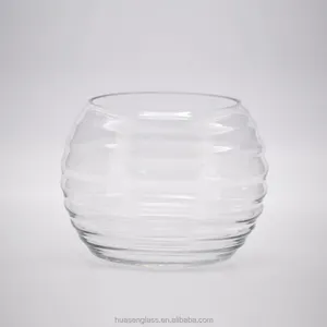 Kualitas bagus Oval Clear Glass Vase Dengan Spiral Bentuk