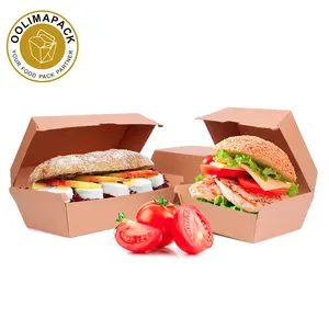 पर्यावरण के अनुकूल कागज बर्गर बॉक्स पैकिंग कस्टम हैमबर्गर कंटेनर