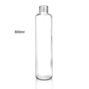 Bouteille d'eau en verre transparent, cylindre haut de gamme, de 800ml, pour gobelets