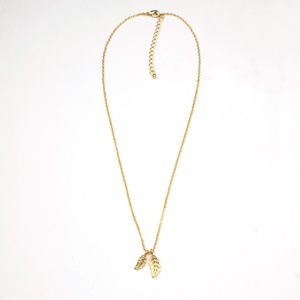 Tres de color de oro plateado de cobre joyería <span class=keywords><strong>conjunto</strong></span> de la cadena collar hermana doble colgante de joyería collar de la hoja - Product Image 5