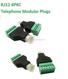 R11 Rj12 6P6C螺钉安装接口连接器黑色RJ45适配器星形OEM汽车墙板安装母Cat6 Rj45 CN; 瓜