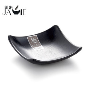 Plato cuadrado negro de melamina reutilizable, mate, tamaño pequeño, superventas, 2022 - Product Image 2