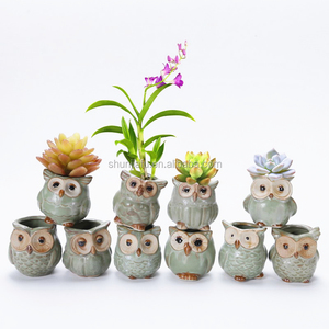 Vari Vasi per <span class=keywords><strong>Piante</strong></span> Artificiali in Vendita, Mini Vasi in <span class=keywords><strong>Ceramica</strong></span> a Forma di Gufo per <span class=keywords><strong>Piante</strong></span> <span class=keywords><strong>Grasse</strong></span> - Product Image 2
