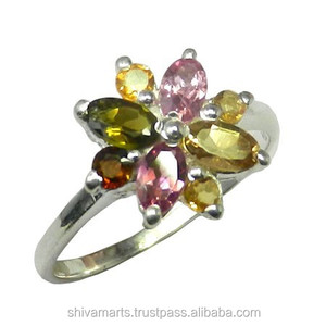 Anillo de piedras preciosas de turmalina de alta calidad para niñas, joyería de moda, anillos de Vermeil de eternidad estampados de plata 925, joyería - Product Image 2