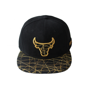 Casquettes à bec plat avec broderie dorée de qualité supérieure, OEM - Product Image 3