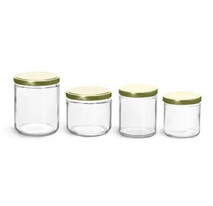清除圆形玻璃食品储存罐圆形玻璃罐蜂蜜果酱与气密盖