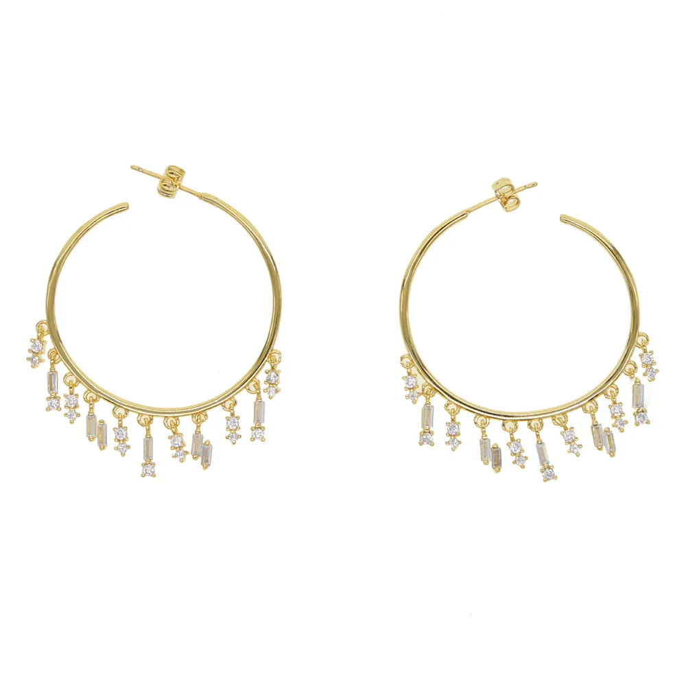 Chandelier gold hoop earring european women fashion jewelry gold plated hoop jewelry