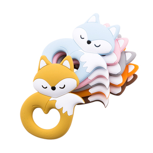 Nuevo <span class=keywords><strong>Animal</strong></span> de silicona Fox colgante de collar de comida grado dentición juguetes bebé juguetes