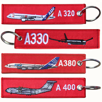 Porte-clés avion brodé, fait main, en tissu tissé