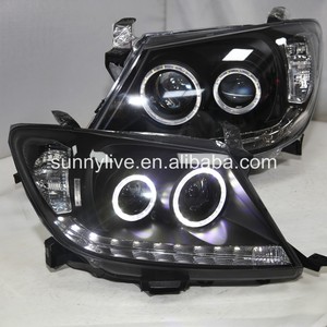 Faro a LED per HILUX VIGO con <span class=keywords><strong>Angel</strong></span> <span class=keywords><strong>Eyes</strong></span> LED, Alloggiamento Nero, Anni 2004-2010 - Product Image 1
