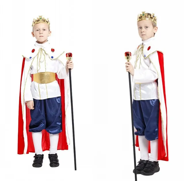 2016 מכירה לוהטת ילדי ילד מלך תלבושות ליל כל הקדושים מסיבת נסיך תלבושות בגדי גלימת סרט חגורה