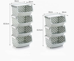 Unbreakable Stars Hollow Stacking 4pcs Plastic Vegetable Storage <strong>Basket</strong> <strong>with</strong> <strong>Lid</strong> - Product Image 4