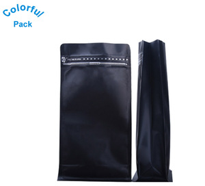 Sac à café <span class=keywords><strong>noir</strong></span> mat personnalisé en <span class=keywords><strong>aluminium</strong></span> avec valve, 500g (1 livre), 13,5*26,5cm, fond carré en PE, thermoscellable - Product Image 3