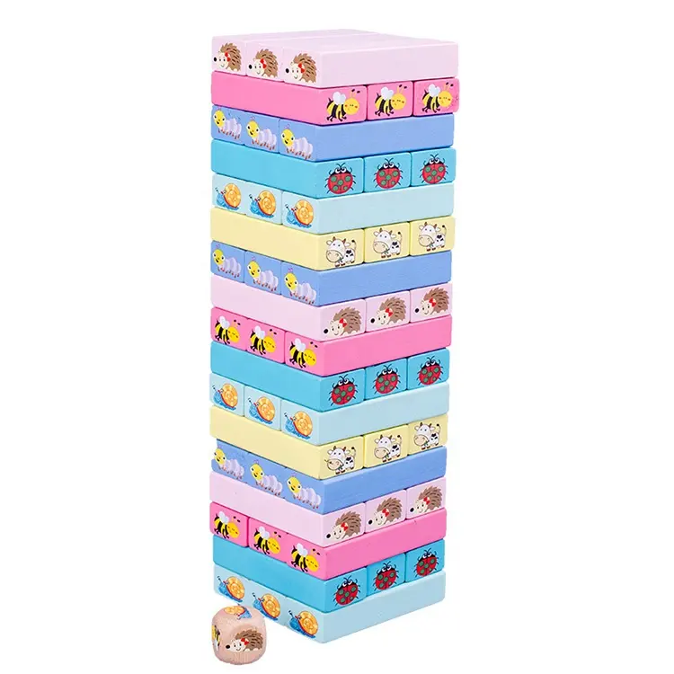 Custom Macaroon Cute Animal mainan anak kids toy Building Blocks Set Wooden Block