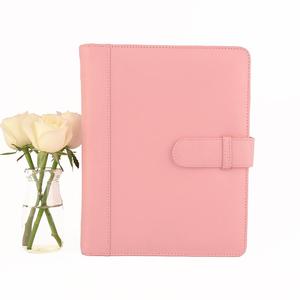 Agenda Personalizada con Cubierta de Cuero PU Rosa Pálido, Organizador A5 con 6 Anillas, Planificador Diario - Product Image 2