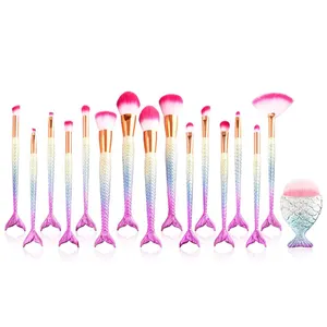 Bán Buôn 16 Mermaid Long Lanh Bộ Dụng Cụ Nhãn Hiệu Riêng Chuyên Nghiệp Makeup Brush Set Cho Foundation Eyeliner Lông Mày Bàn Chải Trang Điểm