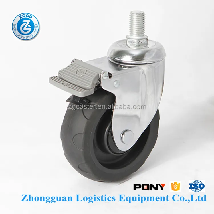Zogo 8545-123B 5 inch 24 mét cực với phanh cáng bánh xe TPE câm y tế bánh xe