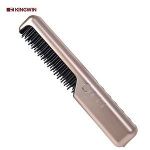Electrical USB Wireless Private Label Black Heated Hair <strong>Beard</strong> Brush Comb <strong>Straightener</strong> - Product Image 3